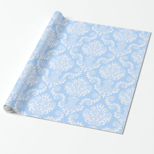 Regalo Damasco azul y blanco  Papel de envolver