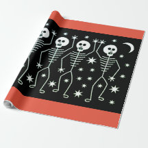 DANCING SKELETON HALLOWEEN Papel de envolvimiento