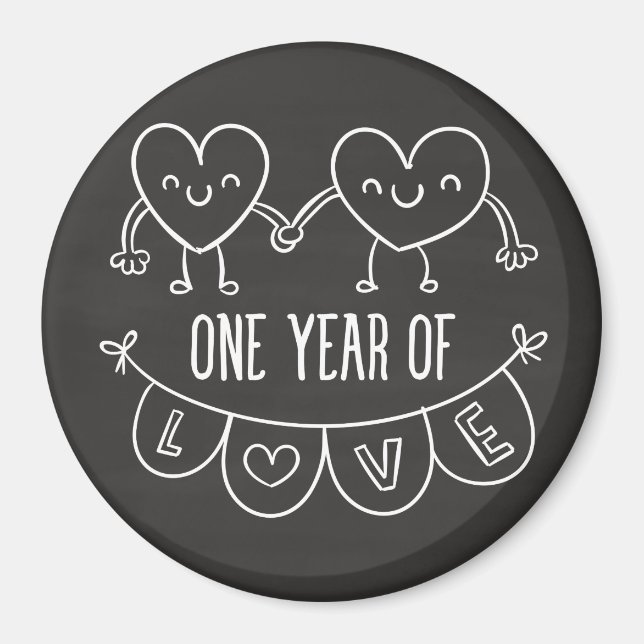 Regalo de 1er aniversario para su imán de corazón  (Frente)