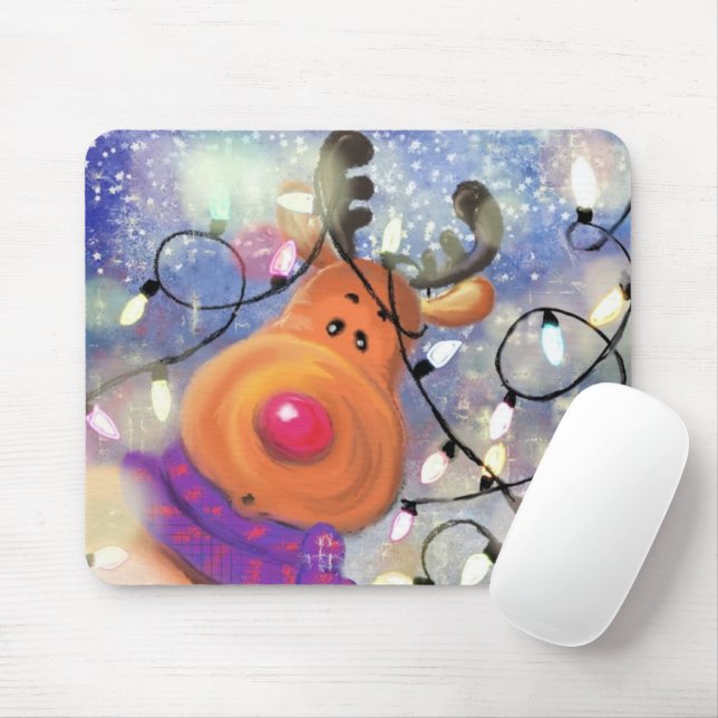Regalo de Alfombra para Ratón de Reno de Navidad (Con ratón)