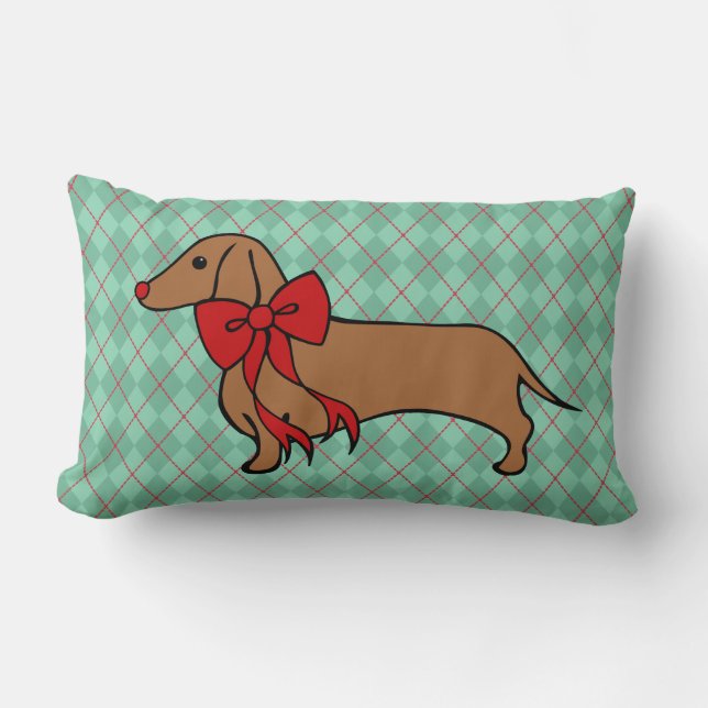 Regalo de almohada Dachshund Holiday para navidade (Anverso)