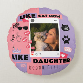 Regalo de almohada redonda para mamá gato papá gat