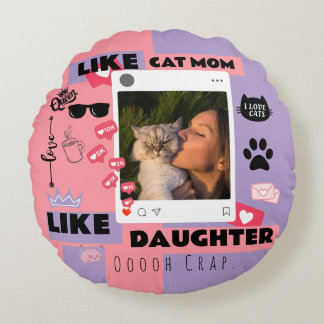 Regalo de almohada redonda para mamá gato papá gat