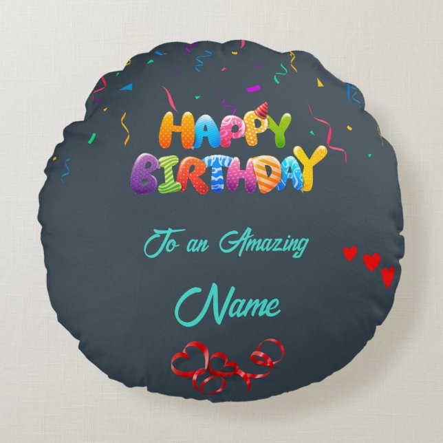 Regalo de almohada redonda único para los cumpleañ (Anverso)