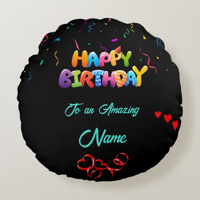 Regalo de almohada redonda único para los cumpleañ (Anverso)