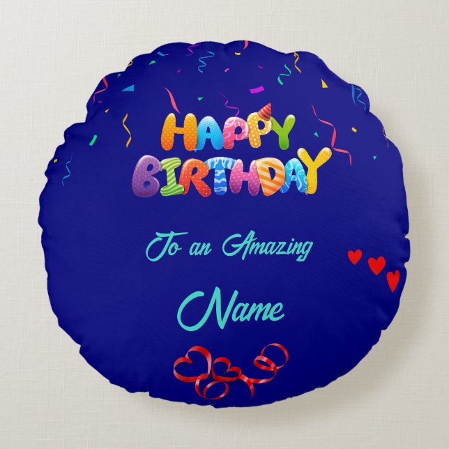 Regalo de almohada redonda único para los cumpleañ (Anverso)