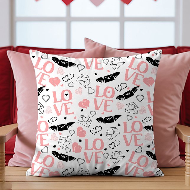 Regalo de Almohada 'Te Amo' Diseño de Corazón Romá (I Love You Gift Pillow Romantic Heart Sketch Design)