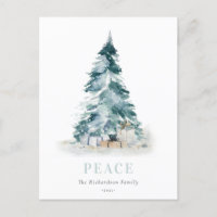 Regalo de árbol de Navidad de pino acuarela nieve 