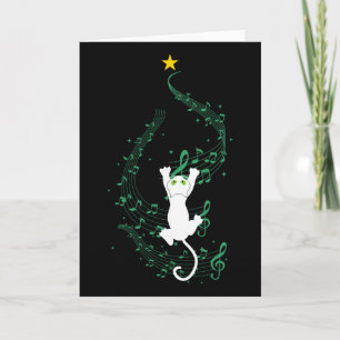 Regalo de árbol de Navidad nota musical gato trepa