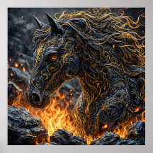 Regalo de arte de caballo en llamas para amantes d