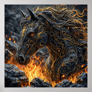 Regalo de arte de caballo en llamas para amantes d