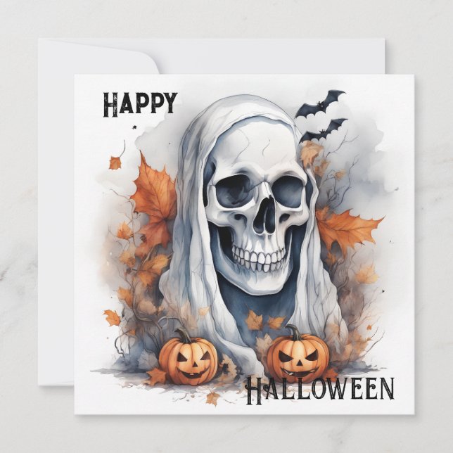 Regalo de Arte de Cráneo de Fantasma de Halloween  (Anverso)