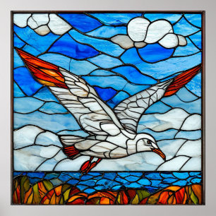 Regalo de Arte de Gaviota de Vidrio Pintado para e