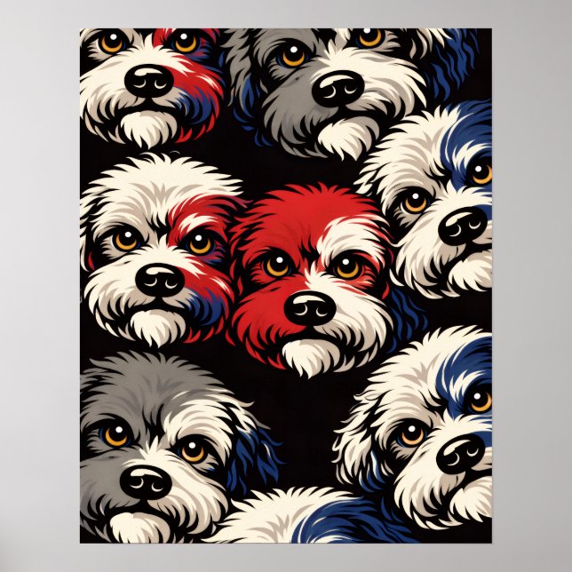 Regalo de Arte de Pared con Patrón de Cockapoo par (Frente)