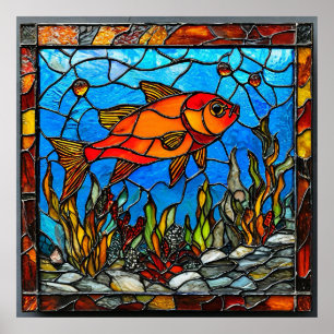 Regalo de Arte en Vidrio Pintado de Pez Rojo para 