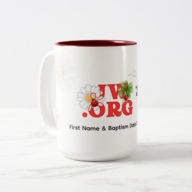 Regalo de bautismo JW Keepsake - Copa de café para (Anverso izquierdo)