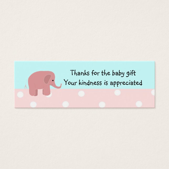 Regalo de bebé elefante rosa agradecimiento (Frente)