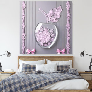 Regalo de boda Arte de vidrio floral rosa y gris A