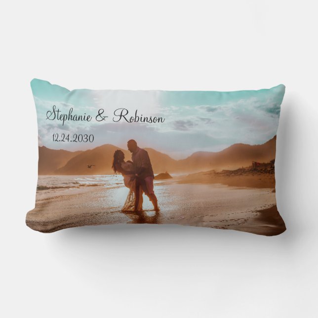 Regalo de boda de foto personalizada Cojín lumbar (Anverso)
