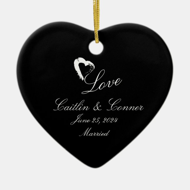 Regalo de Boda de ornamentos casados con el corazó (Frente)