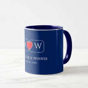 Regalo de boda tazas de café para pareja azul mari