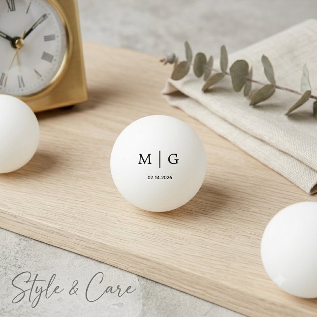Regalo de bola de ping pong personalizada con mono (Elegant Monogram Date Custom Ping Pong Ball Gift)