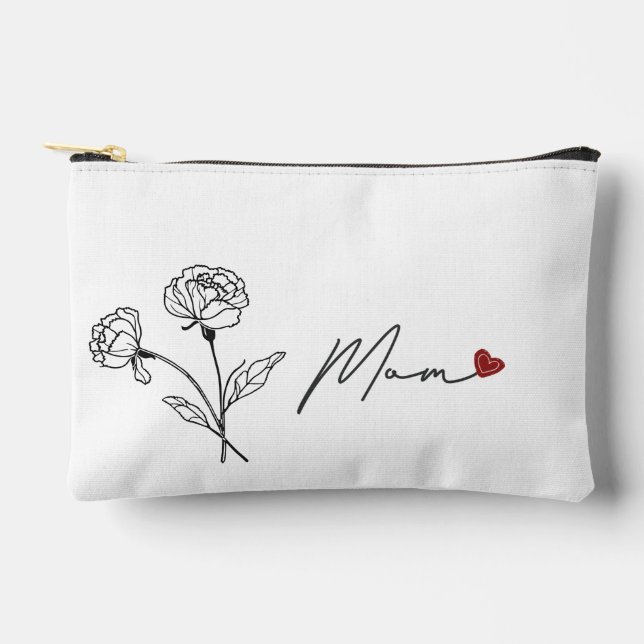 Regalo de bolsa cosmética de mamá floral minimalis (Anverso)