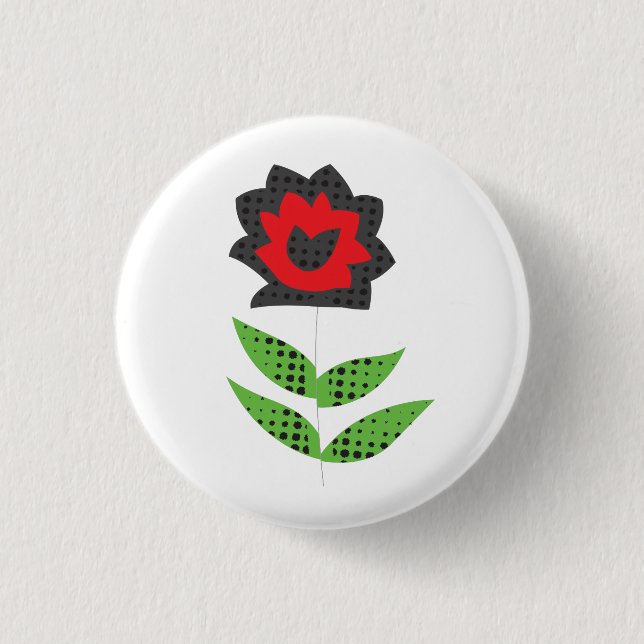 Regalo de botón de flores retro lindo (Anverso)