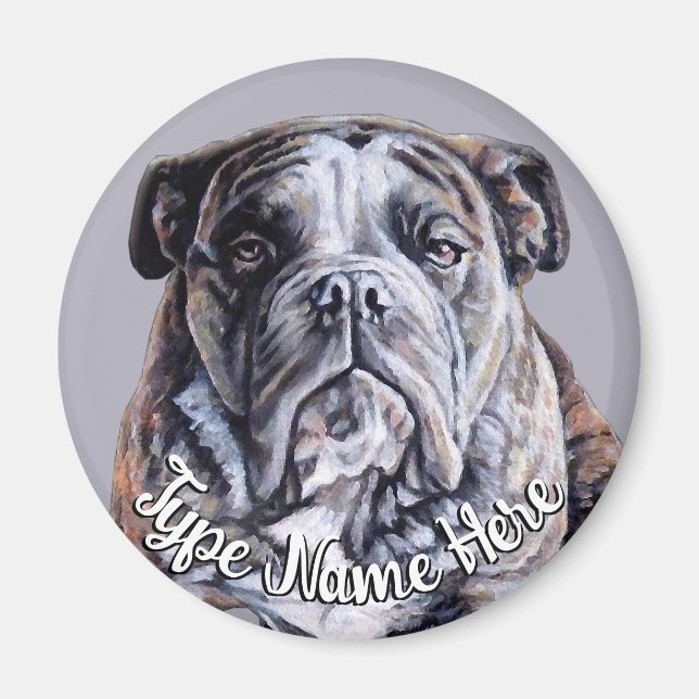 Regalo de Bulldog inglés personalizado de imán de  (Frente)