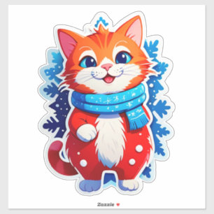 🎄 Regalo de Calcomanía de Gato de Navidad Kawaii 