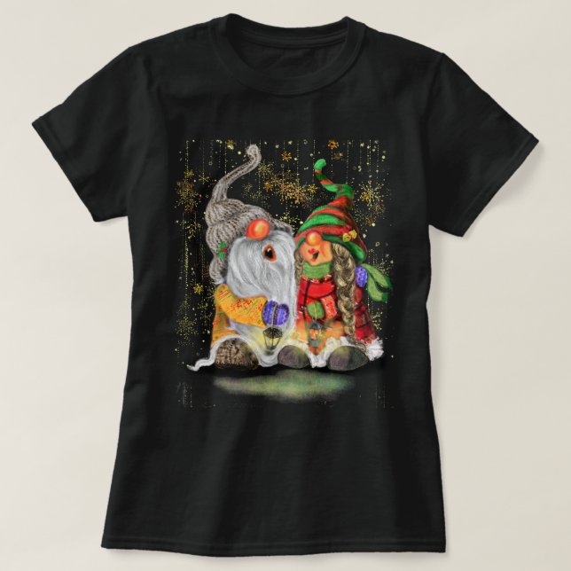 Regalo de camiseta de navidades Gnomé de pareja ca (Diseño del anverso)