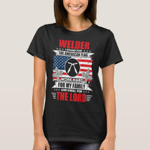 Regalo de camiseta de soldador de bandera american