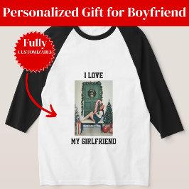 Regalo de camiseta raglán 'Amo a mi novia' con fot