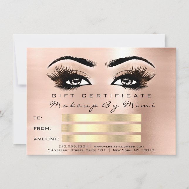 Regalo de certificado de artista de maquillaje de  (Anverso)