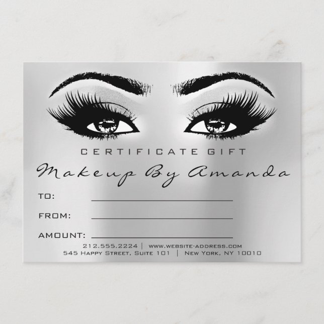 Regalo de certificado de artista de maquillaje gri (Anverso)