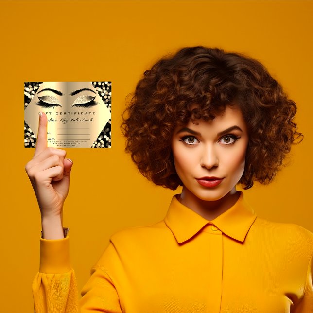Regalo de certificado de confeti de oro de maquill (Lashes Makeup Gold Confetti Certificate Gift)