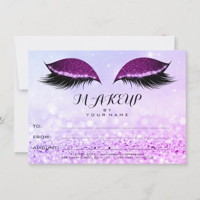 Regalo de certificado de maquillaje de Purpurina r (Anverso)