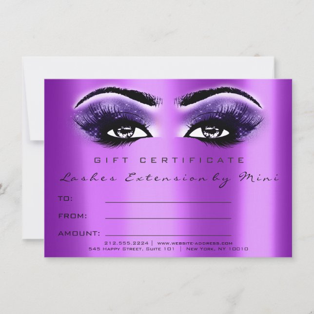 Regalo de certificado de maquillaje de violeta púr (Anverso)