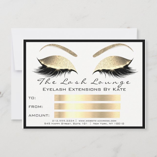 Regalo de Certificado de Maquillaje Lux Lashes Oro (Anverso)
