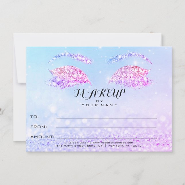 Regalo de certificado de maquillaje para Purpurina (Anverso)