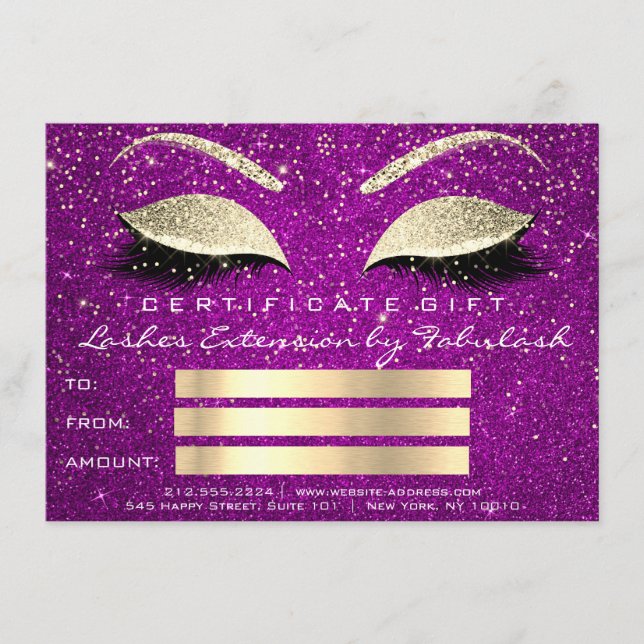 Regalo de certificado de maquillaje rosa de magent (Anverso)