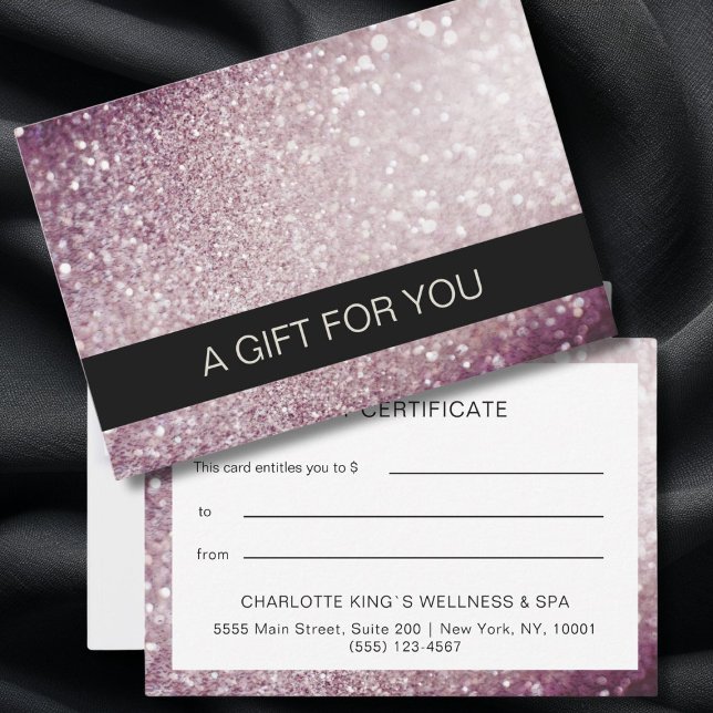 regalo de CERTIFICADO DE NEGOCIO para usted (Glitter BUSINESS CERTIFICATE Card, personalized. Luxury, royal, modern.)