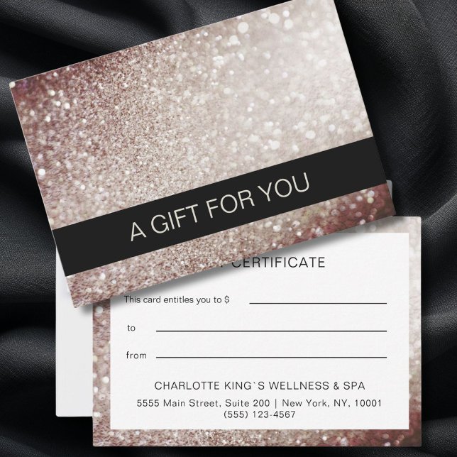 regalo de CERTIFICADO DE NEGOCIO para usted (Glitter BUSINESS CERTIFICATE Card, personalized. Luxury, royal, modern.)