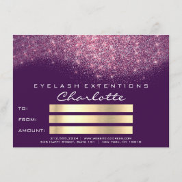 Regalo de certificado rosado púrpura Purpurina Con