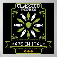 Regalo de cocina impresa de arte sardino italiano