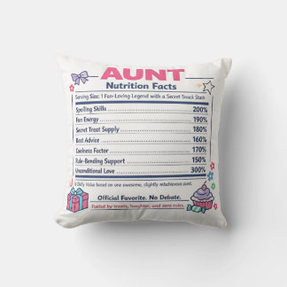 Regalo de cojín decorativo con datos nutricionales