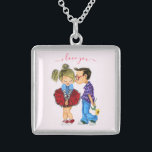 Regalo de collar de parejas románticas - Amor - Te<br><div class="desc">Dulce Pareja Romántica - Amor - Te Amo - Besar Niño Cuto y Chica - Pintar Divertido - Elegir / Añadir Su Texto Único / Nombre / Color - Hacer Tu Regalo Especial - Redimensionar y mover o eliminar / añadir elementos - imagen / texto con herramienta de personalización. Pintura...</div>