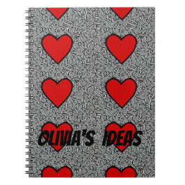regalo de cuaderno de doodle de amor rojo