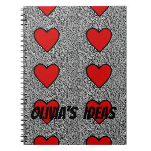regalo de cuaderno de doodle de amor rojo