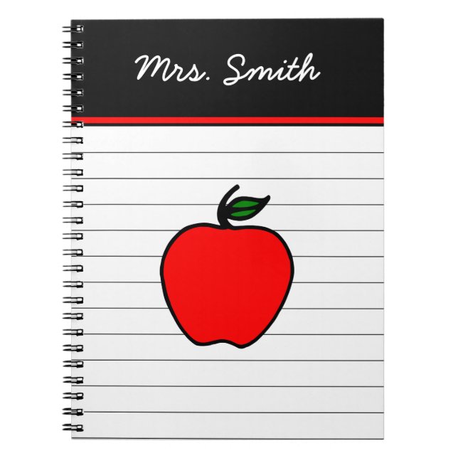 Regalo de cuaderno personalizado de manzana roja p (Frente)